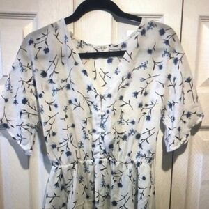 Color Street White and Blue Floral Crop Top